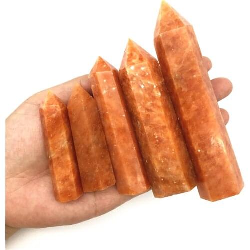 Beautiful 1pc Natural Orange Calcite Point Healing Stone Quartz Tower Orange Wand Ornament Pyramid Natural Quartz Crystals