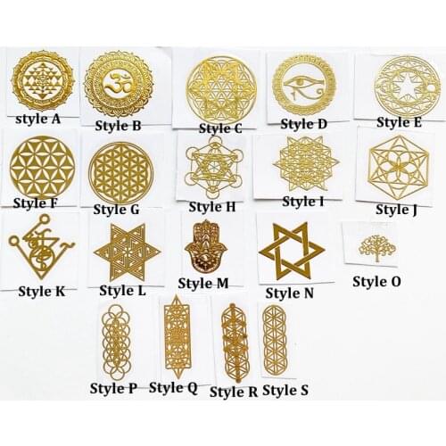 Brass Copper Sticker Spacers Sri Yantra Geometric Symbols Metal Stickers for Orgone Projects DIY Accessories Home Decoration