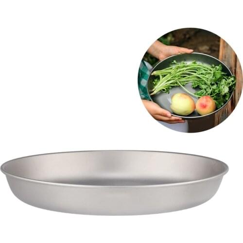 Lixada 700ml Titanium Plate Frying Pan Ultralight Portable Dinner Fruit Plate For Home Outdoor Camping Hiking Backpacking Picnic