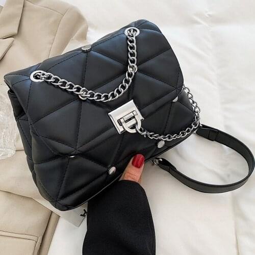 Small Pu Leather Crossbody Bags For Women 2021 New Totes Chain Shoulder Bag Lady Luxury Embroidery Thread Handbags And Purses