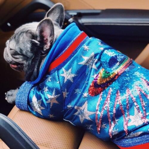 Fashion Winter French Bulldog Warm Jacket Pet Dog Clothes for Small Dogs Clothing Chihuahua Star Sequins Coat Pug Costume PC1361