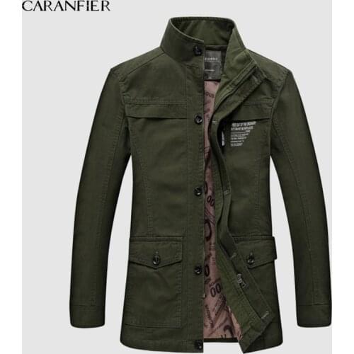 CARANFIER Mens Jackets Coats Cotton Outerwear Zipper Fashion Fake Pocket Business Winter Thick Overcoats Male Windbreaker S-5XL
