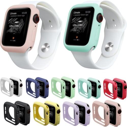 Fall Resistance Soft Silicone Case For Apple Watch iWatch Series 4 Cover Frame Full Protection 44mm 40mm Case
