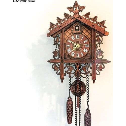 Vintage Cuckoo Clock Forest Quartz Swing Wall Alarm Handmade Room Decor Wall Alarm Handmade Room Decoration