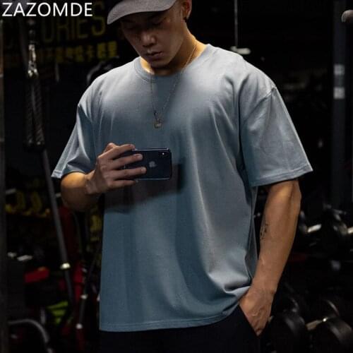 ZAZOMDE New Summer Men 2021 Fashion Solid T Shirt Mens Oversized Hip Hop Short Sleeve Casual Cotton Mens Streetwear Top Tees