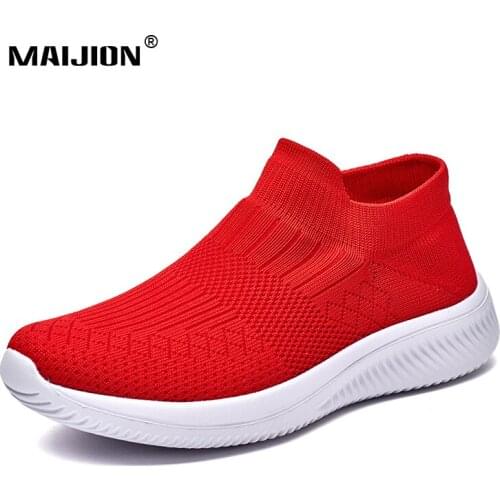 New Women Sports Shoes Lightweight Outdoor Sneakers Lady Elasticity Knitted Socks Trainers Slip-on Comfortable Walking Running