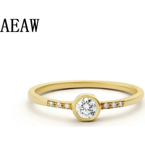 Natura Diamond Engagement Ring 14k Solid Gold with Micro Pave Diamonds Simple Style 0.25ctw For Women Fine Jewelry