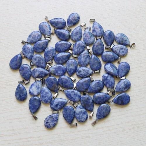 Wholesale Fashion Warter Drop Natural Sodalite Stone Charms Teardrop Pendants DIY Jewelry Making For Women Free Shipping