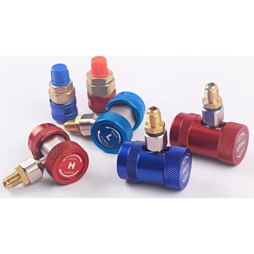 R134A High Low Quick Coupler Connector Adapters Type AC Manifold Gauge Auto Set for A/C Manifold Gauge Brass Adapter 1/4 UK