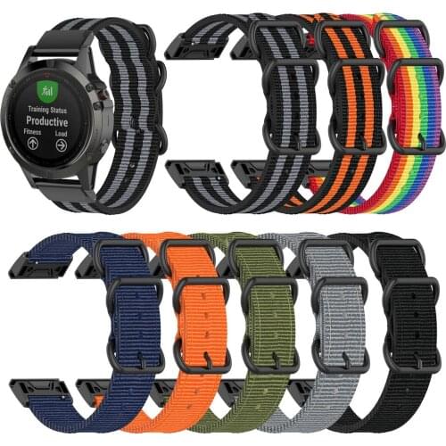 EiEuuk 22mm Soft Woven Nylon Fabric Watchband Wrist Strap Replacement for Garmin Fenix 5/5 Plus/6/6 Pro/935/Approach S60