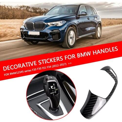 Carbon Fiber Gear Shift Knob Trim Cover Car Interior Cover Trim Accessories for BMW 1 2 3 4 5 Series 2012-2017 LHD