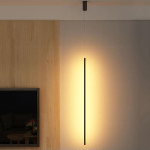Modern minimalist Nordic long line bedroom bedside led atmosphere lamp creative personality black aluminum minimalist chandelier