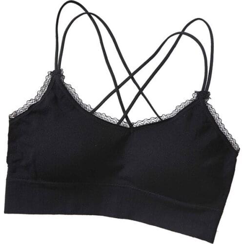 Sports Underwear Womens Anti-glare No Steel Ring Cross Camisole With Lace Beauty Back Wrapped Chest