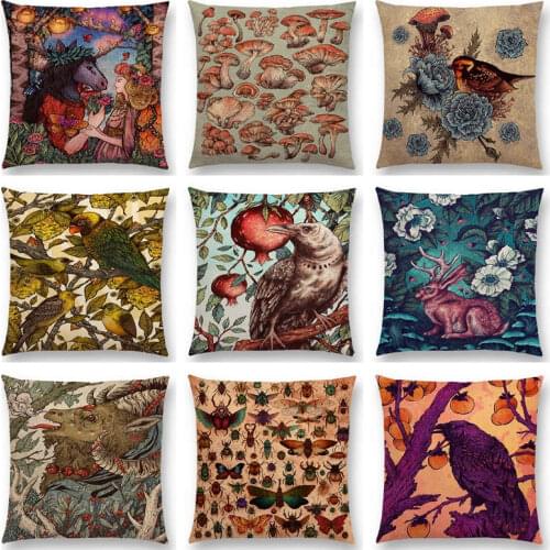 Dark Magic Augury Bird Flowers Three Eyes Raven Steampunk Hummingbird Night Princess Owl Lion Magic Cushion Cover Pillow Case