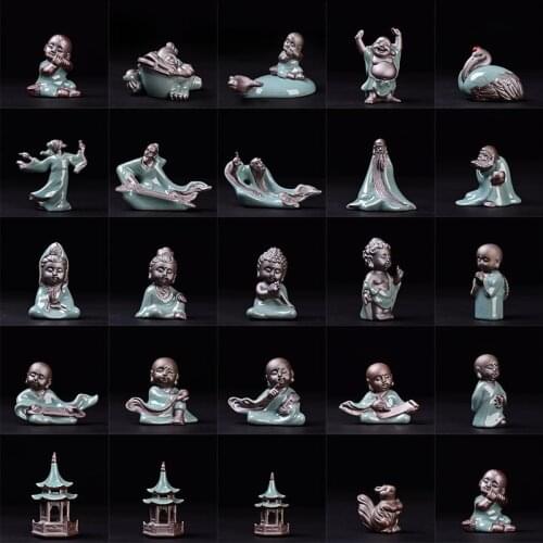 Zen Traditional Chinese Ceramic Monk Buddha Statue Figurines Fengshui Gifts Tea Pets Bonsai Landscape Home Decoration