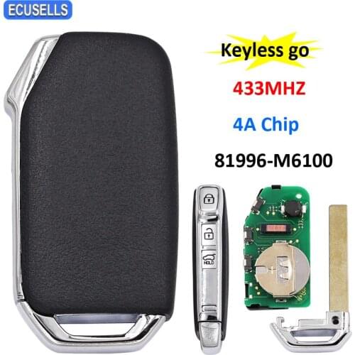 3 Buttons Keyless Go Smart Remote Car Key 433Mhz with 4A Chip for Kia K5 Forte Sportage Cerato Intelligent Smart Key 81996-M6100