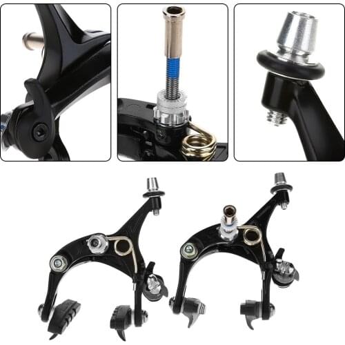 1 Piece Bicycle Brake Racing Road Dual Pivot Bike Aluminum Side Pull Caliper Brake Front Rear Brake White Balck