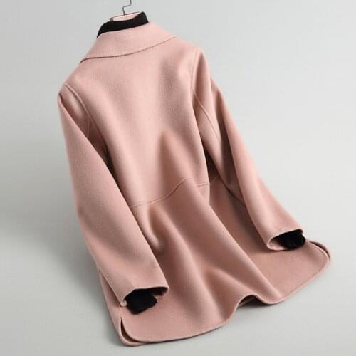 Spring Wool Women 2020 Pink Korean Coat Female Jacket Double-sided Coats and Jackets Outwear Abrigo Mujer KQN49040-2 KJ2424