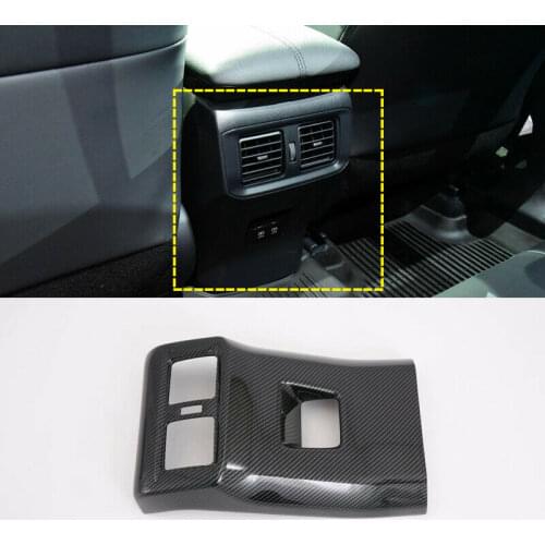 1pcs ABS Carbon Inner Rear Seat Air Conditioner Vent Outlet Panel Cover Trim for Toyota RAV4 2019 2020