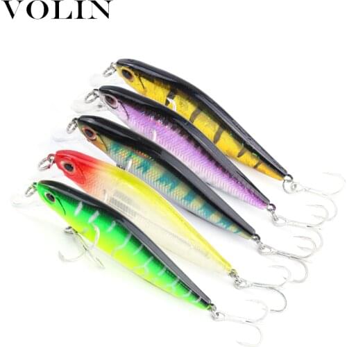 Volin 1pc Wobbler Minnow Fishing Lure Bass Tackle Crank Baits 65mm 7g with 2 Fishing Hooks Fishing Tackle Lure
