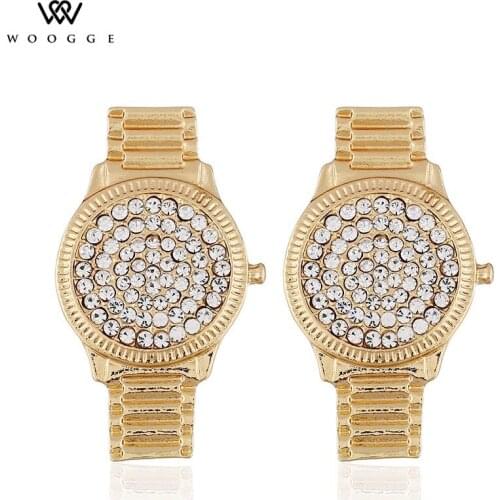 Pendientes Mujer Moda 2020 Fashion Jewelry New Gold Watch Crystal Stud Earrings For Women Brincos Korean Cute Earrings