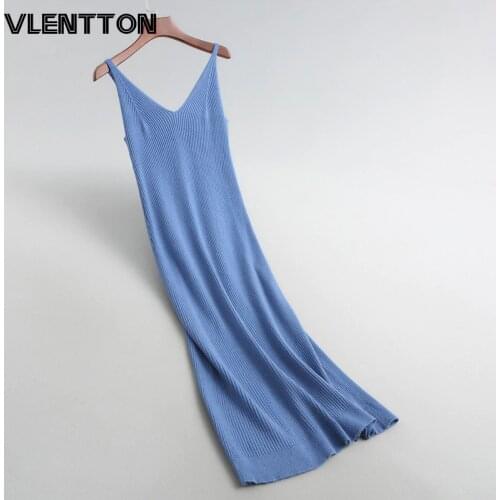 Autumn Winter 12 Color Sexy V-Neck Sleeveless Knitted Maxi Dress Women Solid Long Bodycon Party Sweater Dresses Ladies Vestidos