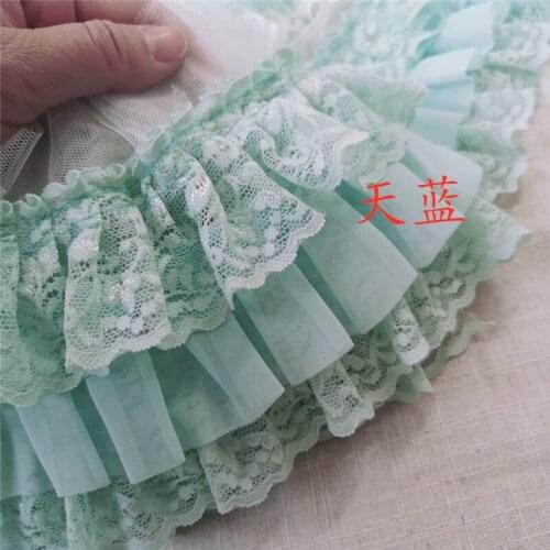 1meter 11cm wide Baby Color Lace Trims dress 3-layer lace skirt cuff skirt dress doll clothes lace accessories
