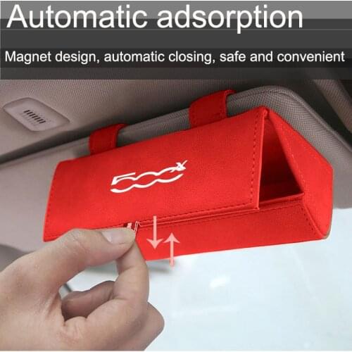 1pc For Fiat 500x Flocking Car Glasses Box Storage Holder Auto Sunglasses Case Sunglasses Holder Organizer Accessories