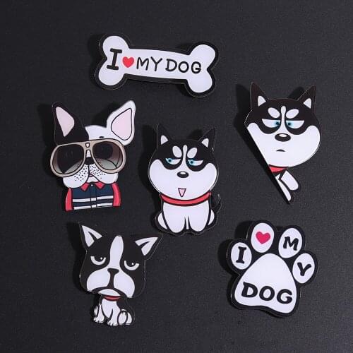 1PCS Chinese Panda Animal dog Lovely Poodle Siberian Husky bone Poached Egg Brooches For Women Men Gift