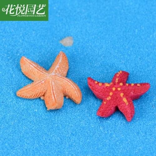 2pcs/lot Small Starfish Yellow And Red Pentagon Starfish Mediterranean Style Resin Micro Landscape Creative Decoration