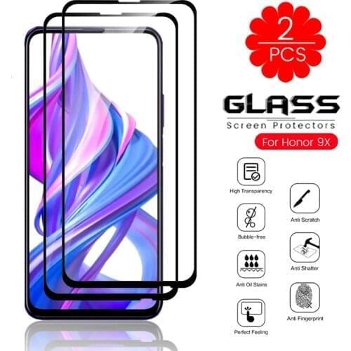 2PCS protective glass on honor 9x phone screen protector for huawei honor 9x honer 9 x pro 9xpro premium 6.59'' film stk-lx1