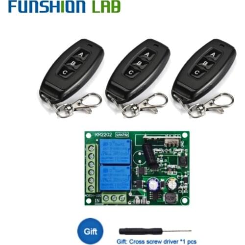 433Mhz AC 110V 220V 2CH Relay Receiver Module Transmitter Universal Wireless Remote Control Switch for Motor Lamp LED Light DIY