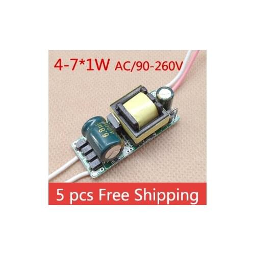 5pcs led bulbs light drive led power supply 4-7*1W 4w 5w 6w 7w LED drive power supply
