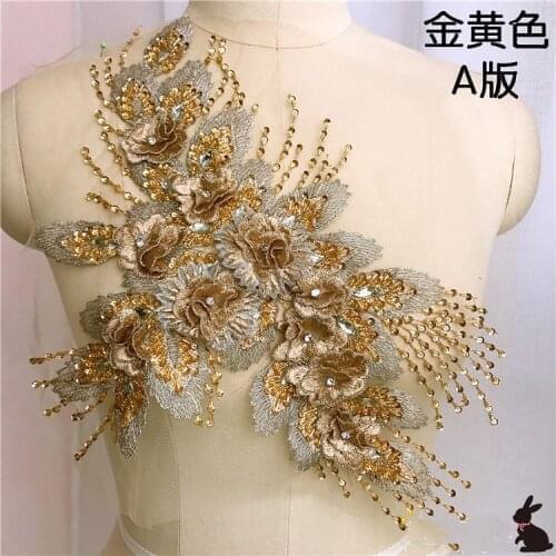 Golde purple crytal rhinestone beaded patches apliques de roupa applique sew on patches for clothing bordados para costura