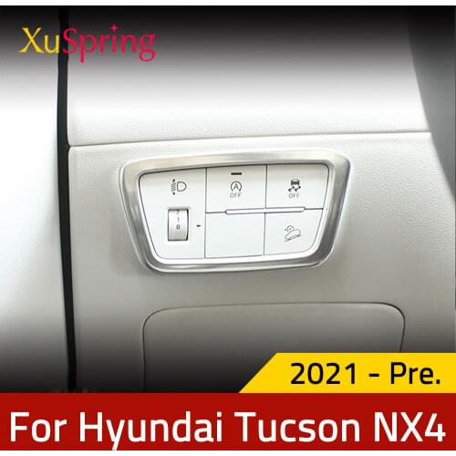 Car Head Lamp Light Switch Headlight Adjustment Knob Panel Control Protective Trim Car Styling For Hyundai Tucson 2021 2022