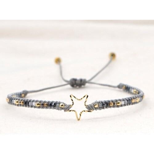 Stainless Steel Five-pointed Star Ethnic Style Handmade Beaded Miyuki Rice Bead Couple Bracelet Stainless Steel Bracelet Rosary