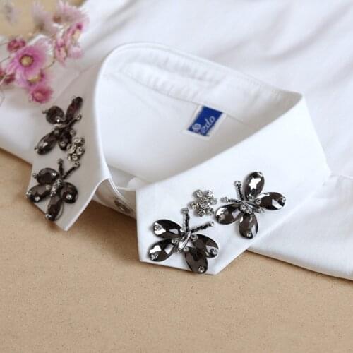 Handmade Buttefly Beads Fake Collar for Women White Shirt False Collar Decorative Girls Autumn Detachable Collar Accessories