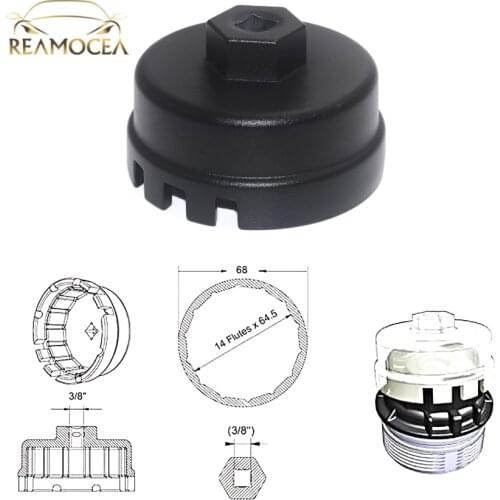 Reamocea 3/8" 14 Flutes Oil Filter Wrench Cap Housing Tool Remover Cup Fit For Toyota Corolla RAV4 Prius Sienna Scion Lexus