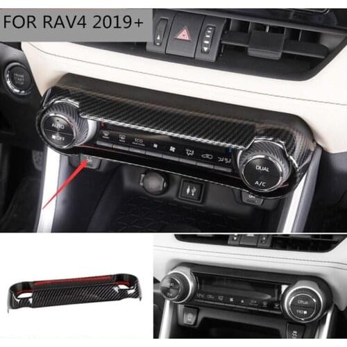 Carbon Fiber Center Dashboard Air Conditioning Vent Outlet Cover Fit For Toyota RAV4 2019 2020 AC Trim Frame Accessories