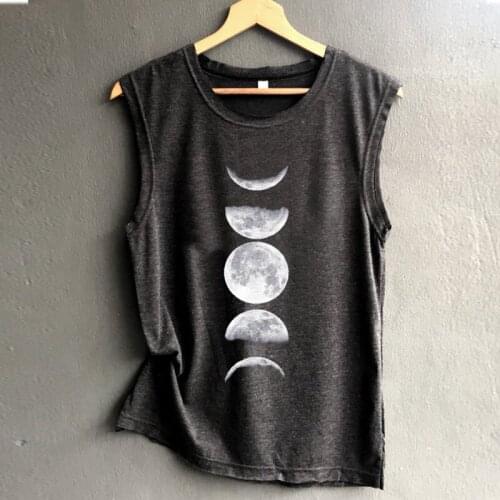 Moon Tank Sleeveless Tops Women Black Summer Fashion Tanks Top Plus Size Sexy Womens Clothing Casual Girls Love Casual