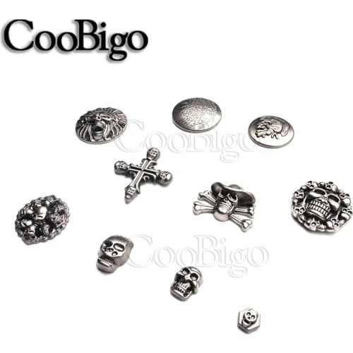 50Sets Metal Studs Rivets Spikes Rock Riveting Button for Leather Clothing Bracelet Bag DIY Craft Accessories Cross Pirate Skull