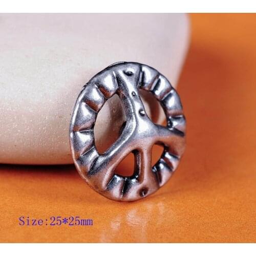10pc 1" Peace Sign Western Equestian Tack Leathercraft Concho Set Antique-Silver