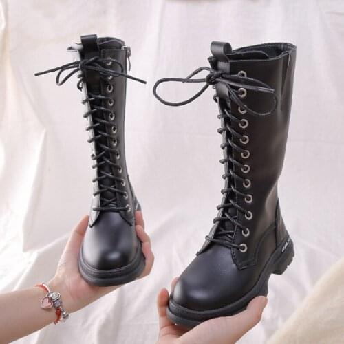 Anti-Slip British Style Baby Boots Girls Casual Shoes Autumn Winter Children Boots High Top Kids Botas Side Zipper Warm Shoes