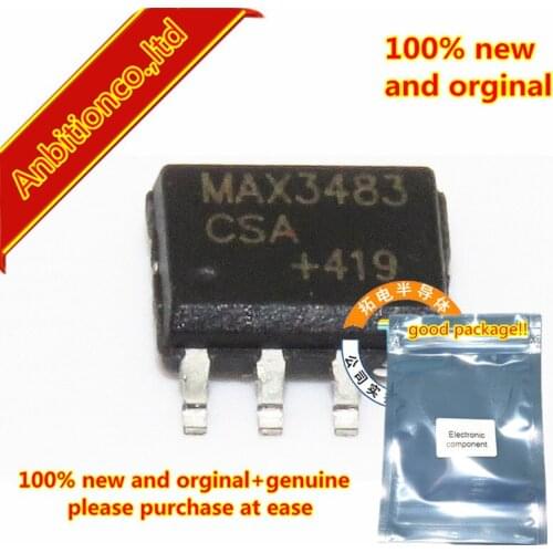 10pcs 100% new and orginal MAX3483CSA SOP-8 3.3V-Powered, 10Mbps and Slew-Rate-Limited True RS-485/RS-422 Transceivers in stock