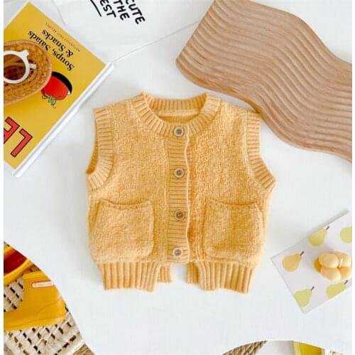 2021 New boys girls knitted sweater vest cotton autumn soft fashion babys sweater vest