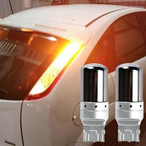 New 2 PCS Set Chrome 7440 T20 Amber Canbus Error Free LED Lamp Bulb Turn Signal Light Wholesale Quick delivery Dropshipping LED
