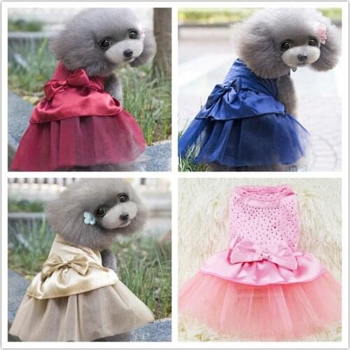 Pet Clothing for Dog Clothes for Small Dogs Clothing Rhinestones Puppy Dogs Dresses Lace Mesh Dog Shirt Vest for Pet Cats Outfit