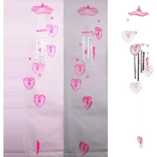 Heart Plastic Crystal 4 Metal Tubes Windchime Wind Chime Home Garden Decor #76472