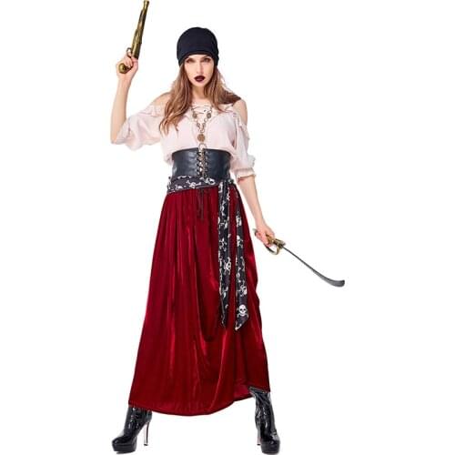 Halloween Deluxe Women Pirates of the Caribbean Costume Female Jack Sparrow Cosplay Fantasia Fancy Dress