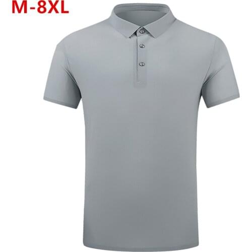 Summer Shirts For Men Polo Black Oversized 6XL 7XL 8XL Dad Ice Silk Short Sleeve Plus Turn Down Collar Formal Business Clothing